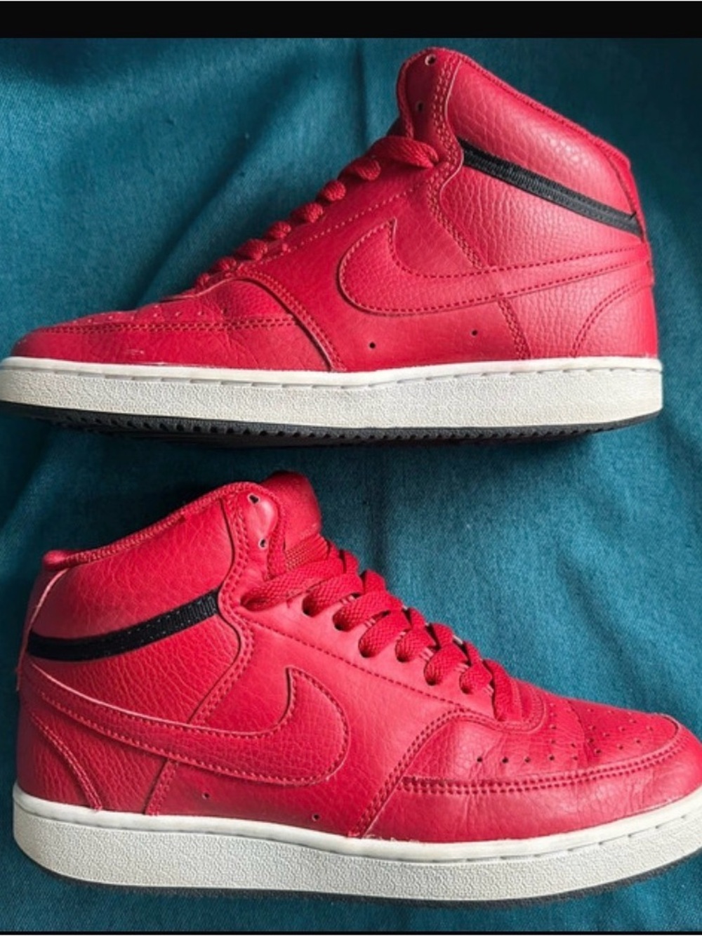 Nike Red High-Top Athletic Sneakers with Black Accent
